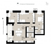 3-комн, 101 кв м, этаж 2/9 ул Домны Каликовой, 51