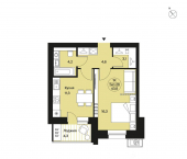 1-комн, 43 кв м, этаж 1/9 Интернациональная улица, 200