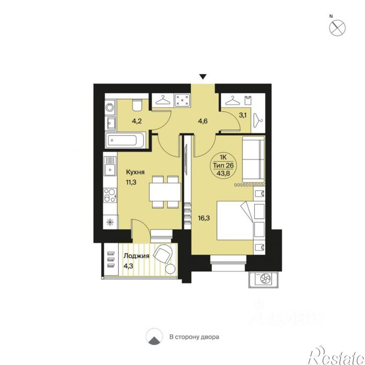 1-комн квартира в новом доме Интернациональная улица, 200,  д. 200