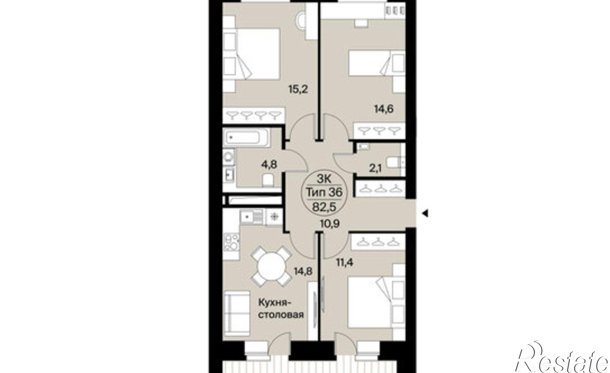 Купить квартиру за 8 290 000 рублей на Октябрьский пр-кт, 137