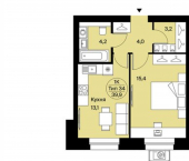 1-комн, 40 кв м, этаж 1/9 Интернациональная улица, 200