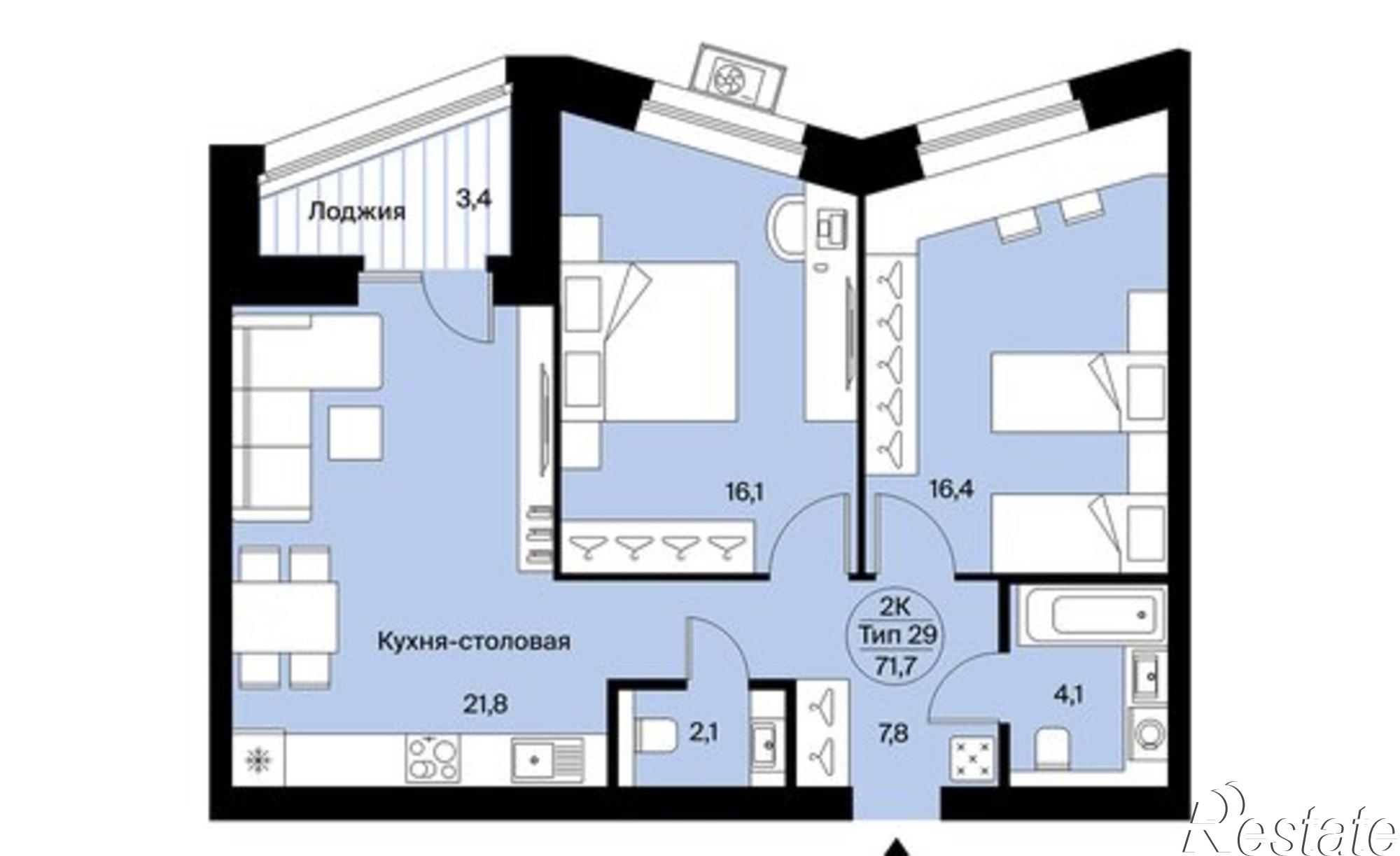 Купить квартиру за 7 590 000 рублей на Октябрьский пр-кт, 137