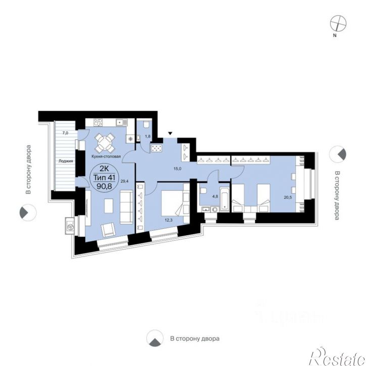 3-комн квартира в новом доме Октябрьский пр-кт, 137,  д. 137