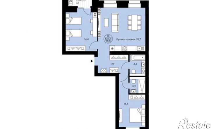 2-комн квартира в новом доме Октябрьский пр-кт, 139,  д. 139