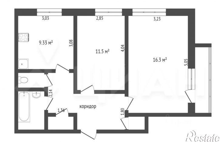 2-комн квартира пр-кт Бумажников, 3,  д. 3