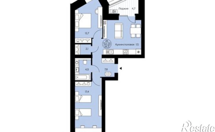 2-комн квартира в новом доме Петрозаводская улица, 27/3,  д. 27/3
