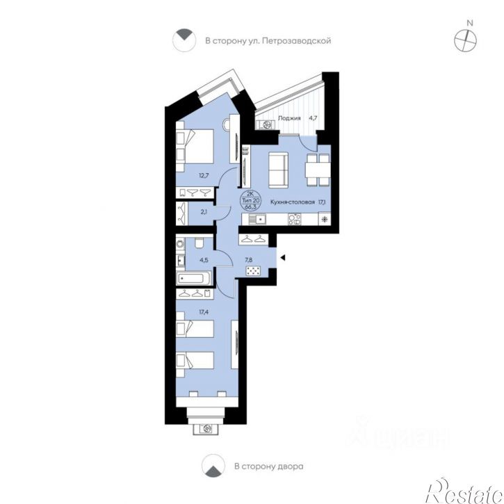 2-комн квартира в новом доме Октябрьский пр-кт, 139,  д. 139