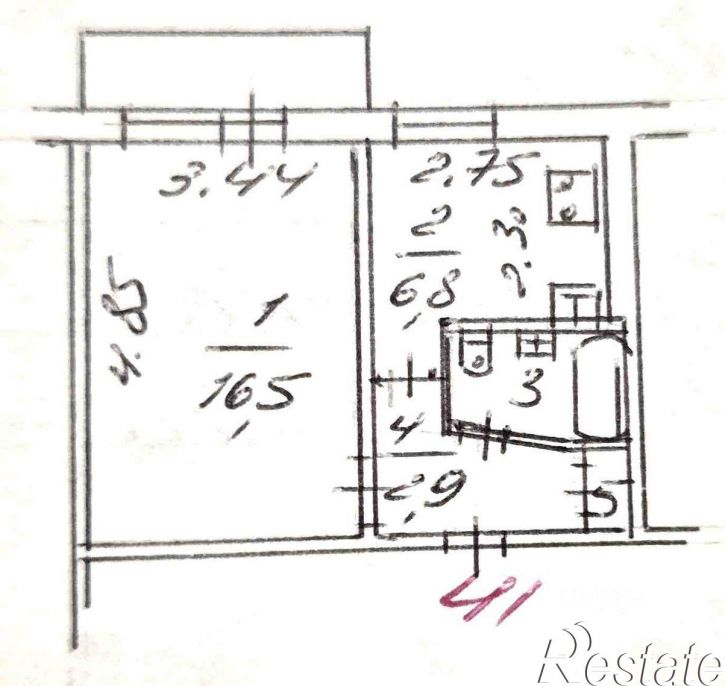 1-комн квартира улица Комарова, 7,  д. 7