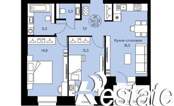 2-комн квартира в новом доме Петрозаводская улица, 27/3,  д. 27/3